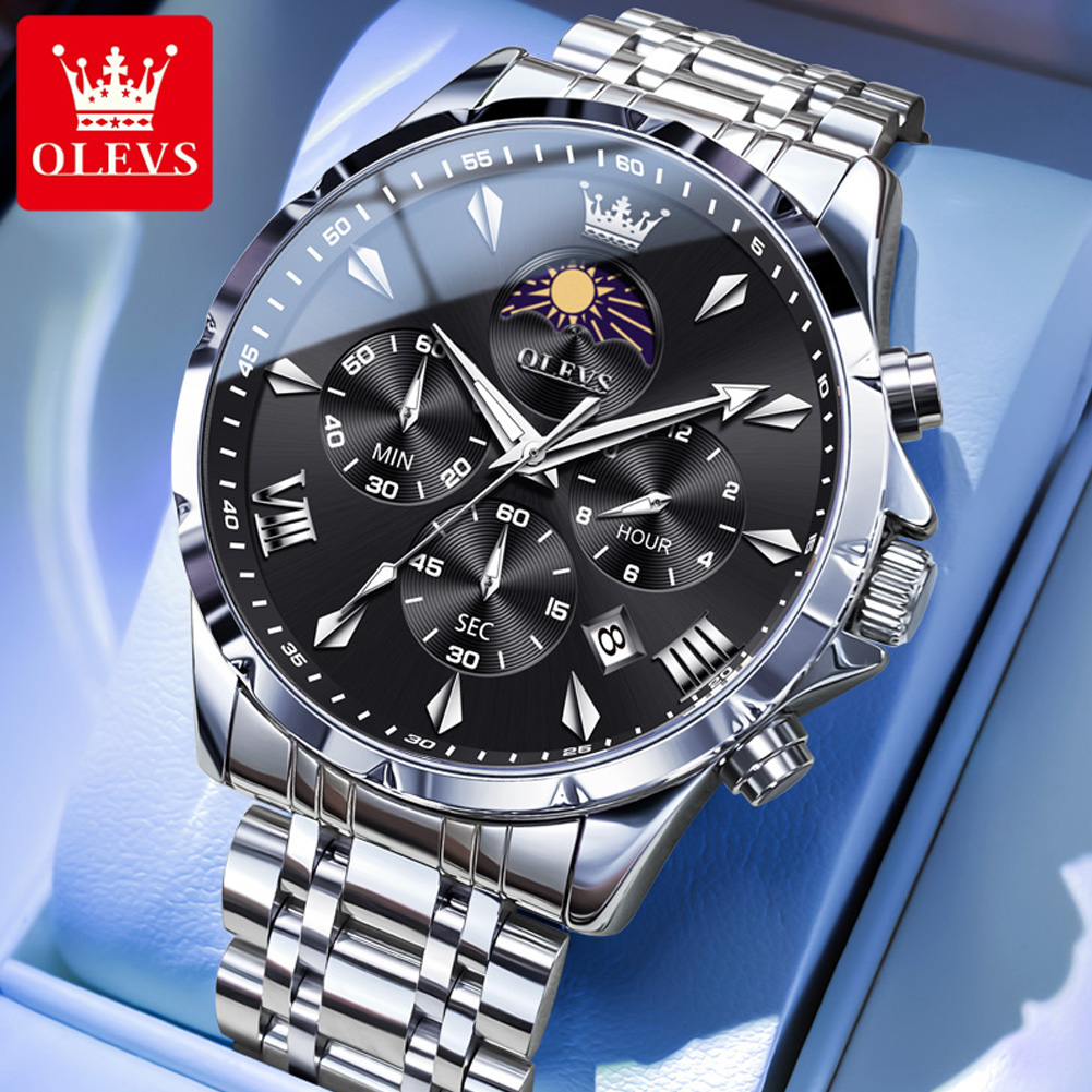 Luxury Watch Wallpaper - OLEVS 3653 Brand Moon Phase Calendar