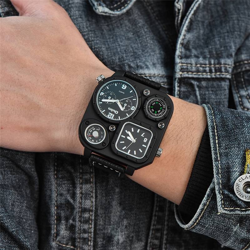 Oulm Classic Black Casual Watc - Compass Watch Luxury ulasan dan harga