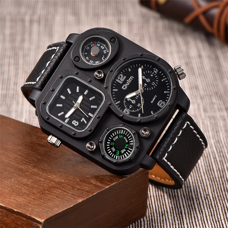 Oulm Classic Black Casual Watc - Compass Watch Luxury ulasan dan harga