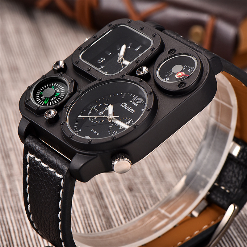 Oulm Classic Black Casual Watc - Compass Watch Luxury ulasan dan harga