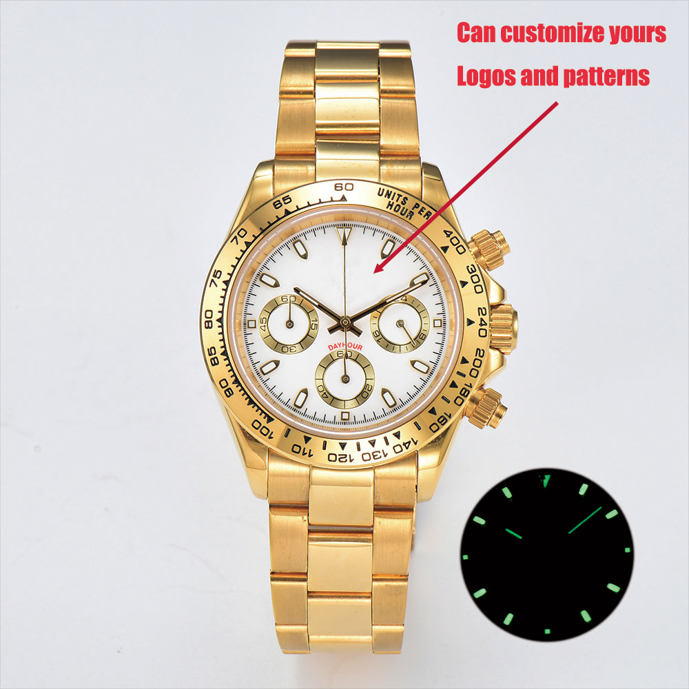 39mm Gold Men's Watch VK63 Mov - Luxury Watch Business ulasan dan harga