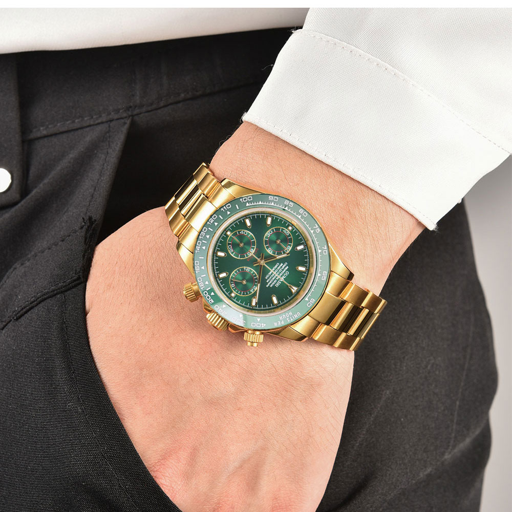 39mm Gold Men's Watch VK63 Mov - Luxury Watch Business ulasan dan harga