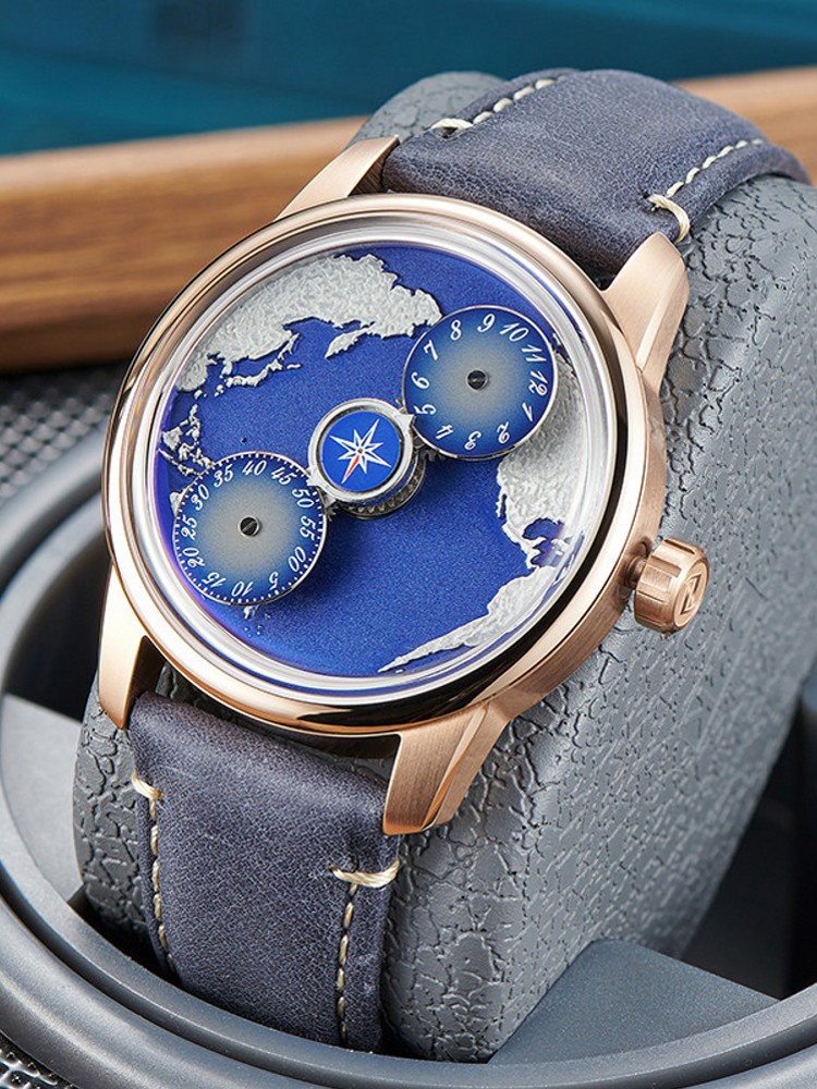 Casual Men Work Blue Planet Fu - Compass Watch Luxury ulasan dan harga