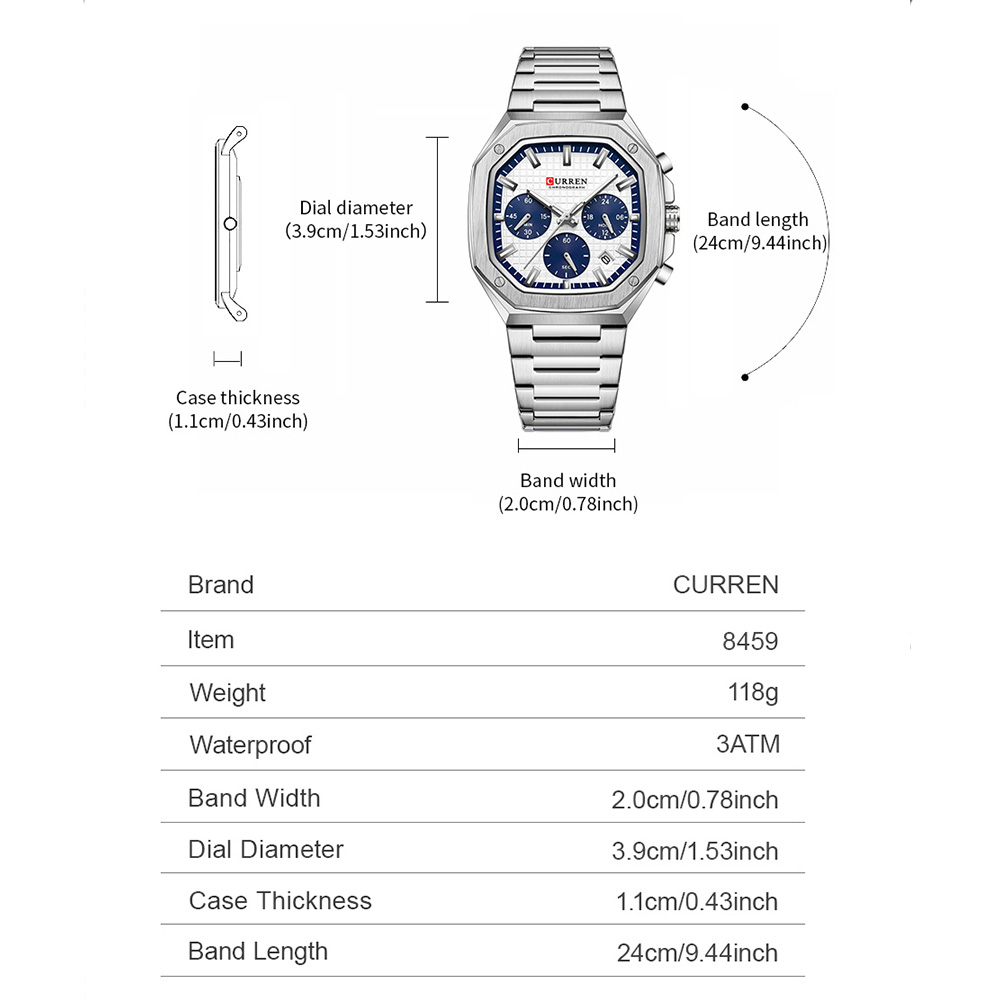 CURREN Luxury Square Chrono Wa - Luxury Watch With Bracelet ulasan dan harga